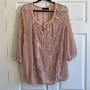 Lane Bryant Blouse Sequin Embellished Dusty Rose Top Shirt Plus Size 2XL